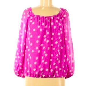 Vince Camuto polka dot pink and white blouse